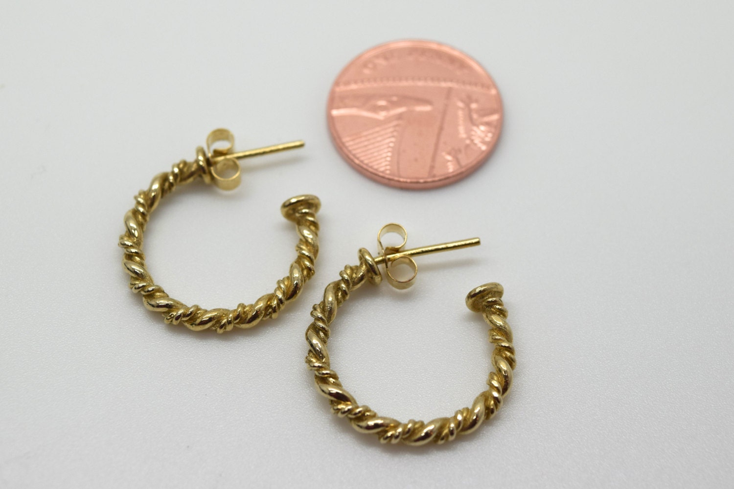 Solid 9ct Gold Double Twist Hoop Earrings Handmade Douglas