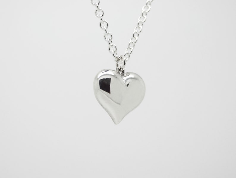 Handmade in Cornwall Silver Puffed Heart Pendant Silver Heart Pendant Douglas Hughes Fine Jewellery
