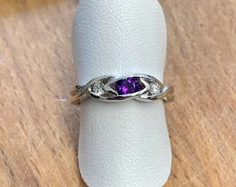 Sterling Silver Amethyst Ring, Celtic Weave Rings, Cornish Women's Jewellery, Gift for Her.
