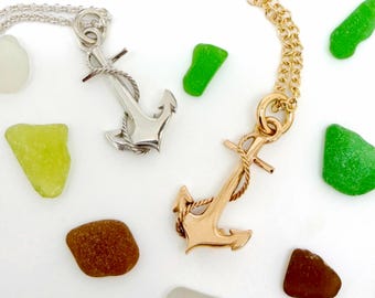 Solid 9ct Gold Anchor Necklace - Handmade Douglas Hughes Design