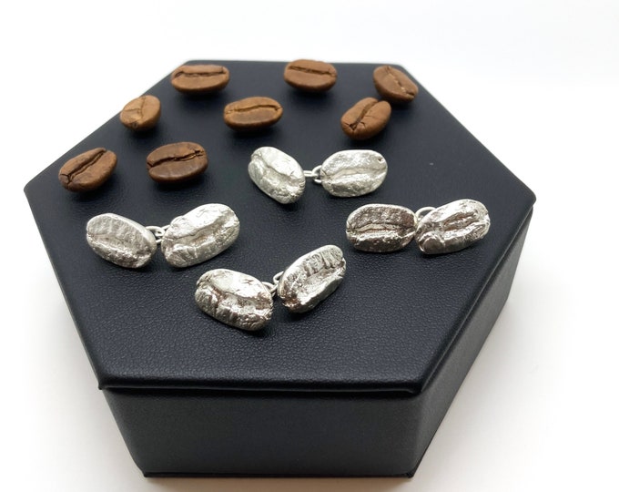 Solid Silver Coffee Bean Cufflinks - Handmade Douglas Hughes Design