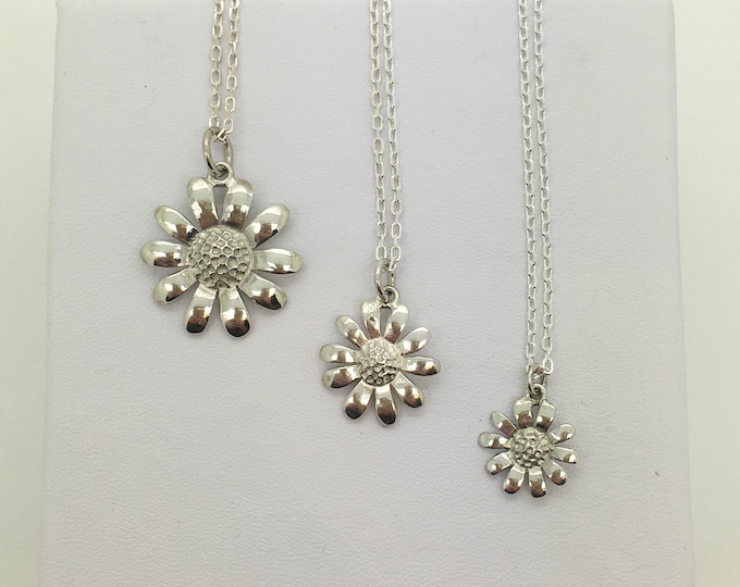 Solid Silver Handmade Cornish Daisy Pendants (Small/Medium/Large) - Douglas Hughes Design