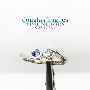 Sapphire & Diamond Silver Ring - Handmade Douglas Hughes Design