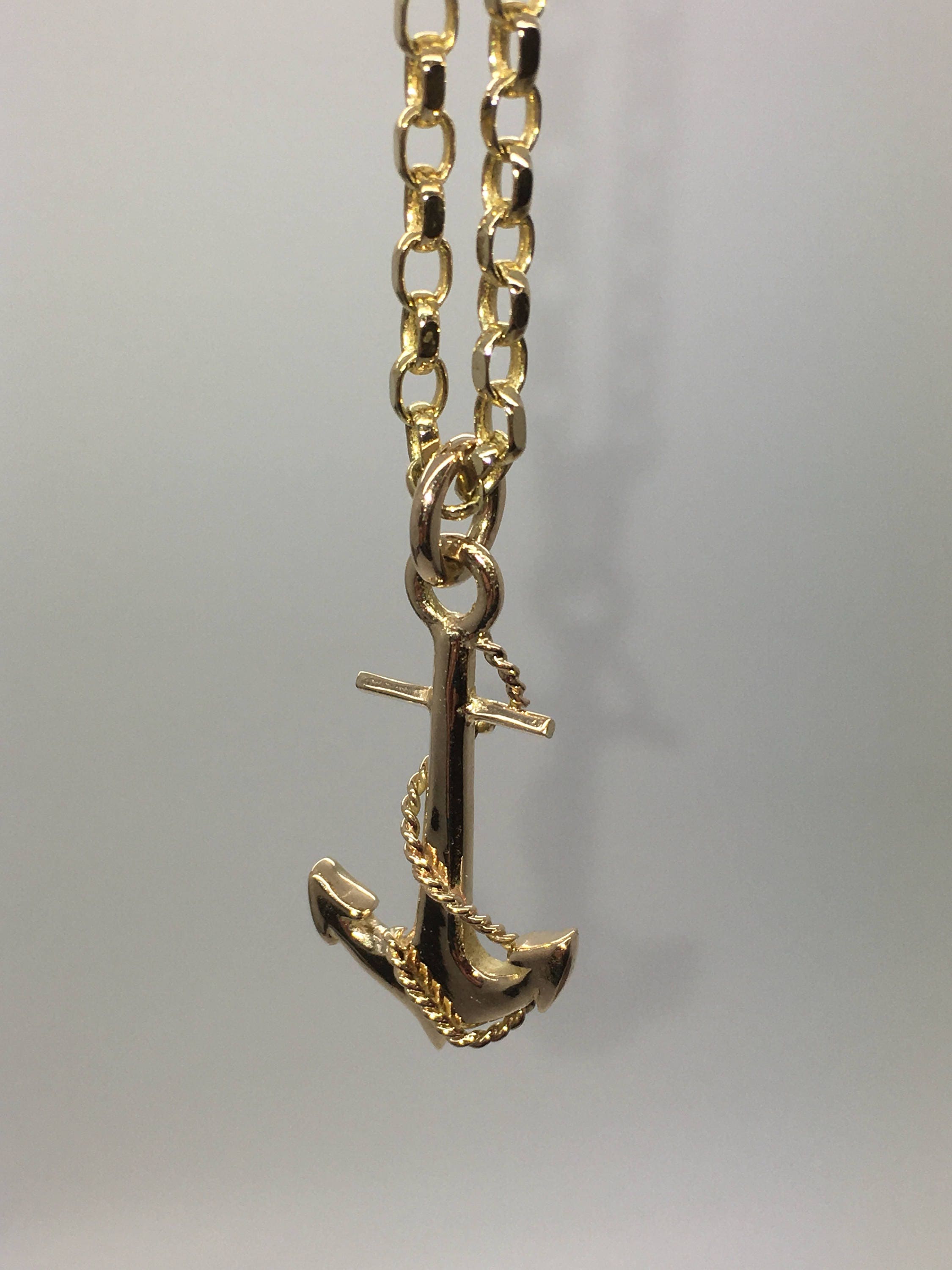 Solid 9ct Gold Anchor Necklace Handmade Douglas Hughes Design Anchor