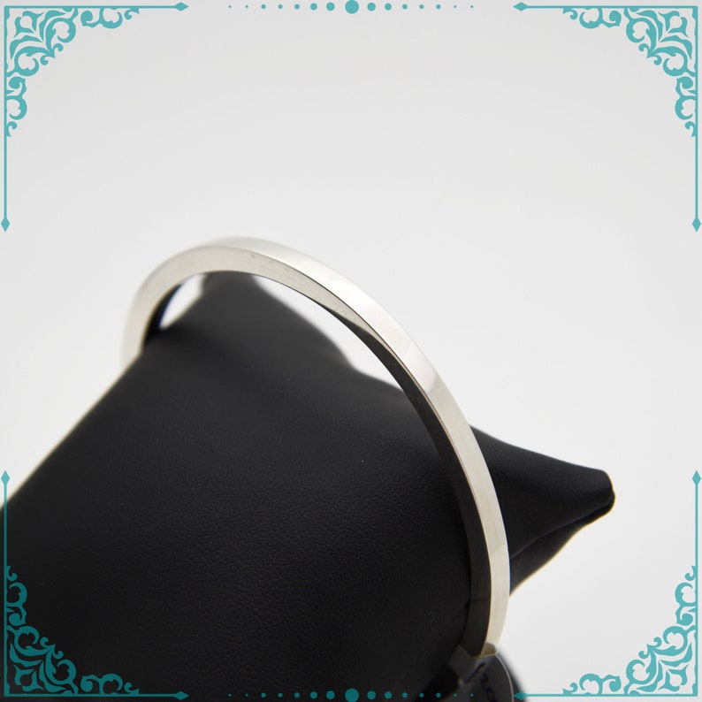 Square Wire Solid Silver Bangle, Minimalist Jewellery, Smooth Bangles, Gift for Men and Women. image 1
