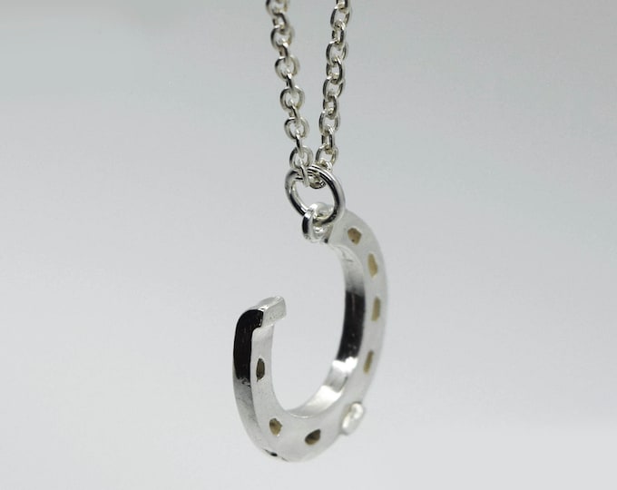 Horseshoe Pendant Solid Silver. Handmade by Douglas Hughes