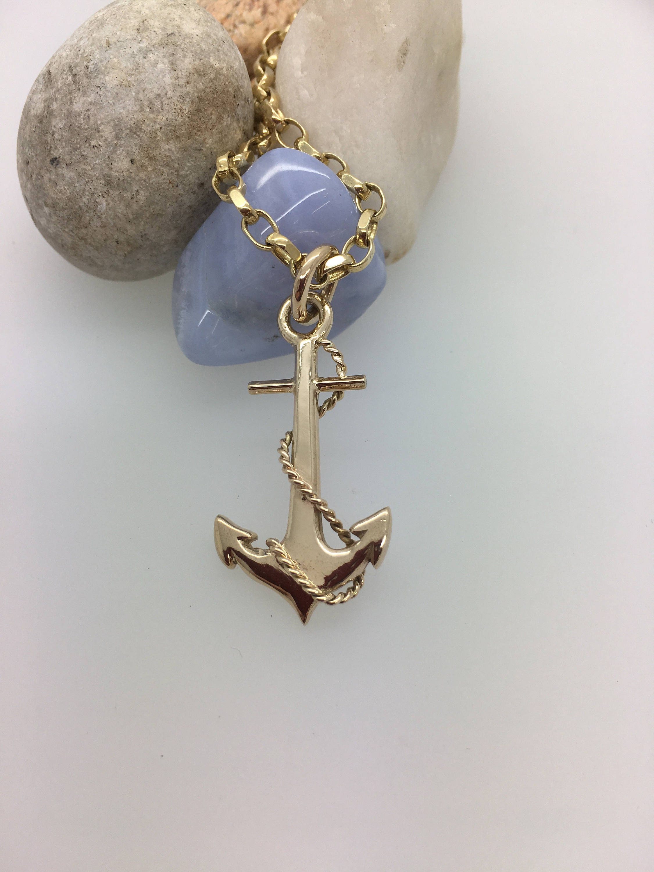 Solid 9ct Gold Anchor Necklace Handmade Douglas Hughes Design Anchor