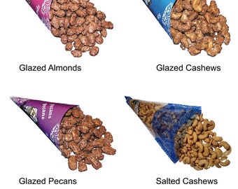 Nootachtige Beierse kaneel geglazuurde geroosterde noten met amandel-, cashew- en pecannoten en een licht gezouten cashewhoorntje!