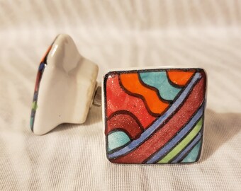 Mosaic Painting Ceramic Knob Home Decor Drawer Pull Drawer Knob Cabinet Knob Cabinet Pull