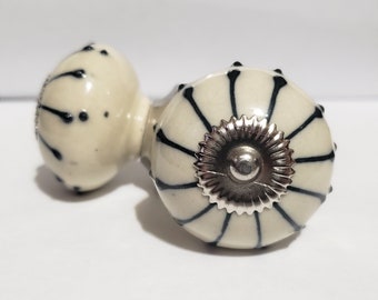Cream Dark Blue Ceramic Knob Home Decor Drawer Pull Drawer Knob Cabinet Knob Cabinet Pull