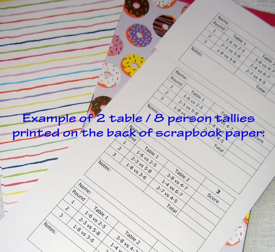 6 Player - 1 Table Bridge / Whist / Game Tallly Downloadable Bridge ...