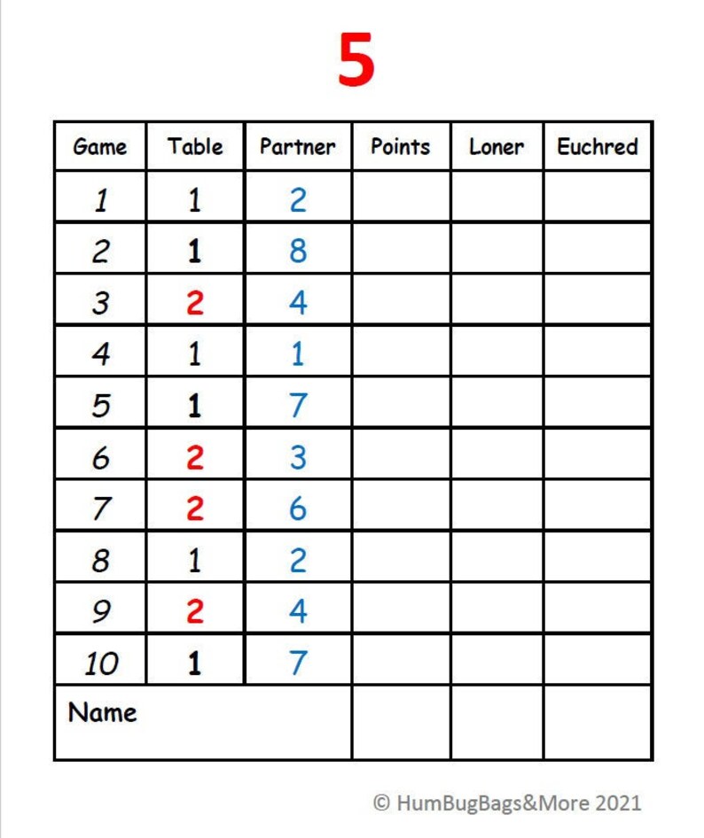 Printable 2 Table Euchre Score Cards Printable Word Searches Printable 2 Table Euchre Score Cards Printable Word Searches