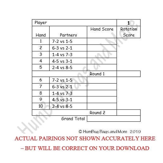 Bridge Tally Cards Printable