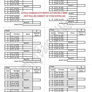 6 Player - 1 Table Bridge / Whist / Game Tallly Downloadable Bridge ...
