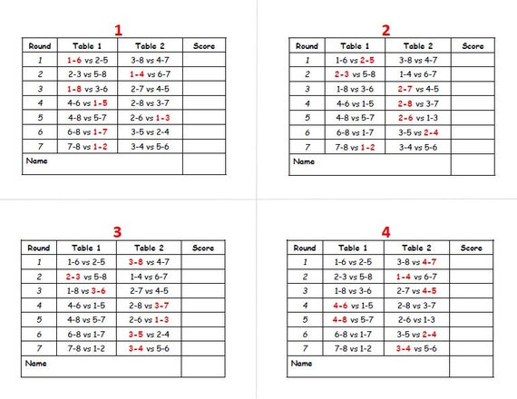 Tally Score Sheet for Progressive Games