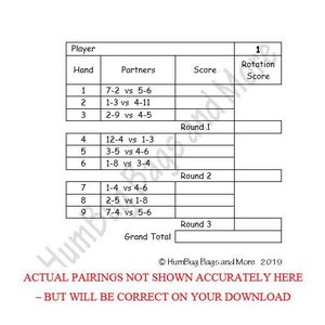 6 spelers - 1 tafel Bridge / Whist / Game Tally Downloadbare Bridge Tally - Rotatie voor 6 spelers aan 1 tafel. Print het zelf uit