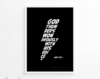 The thunder of God’s voice! Encouraging wall art for the home or office. Modern Christian art by Since Creation. AP001.