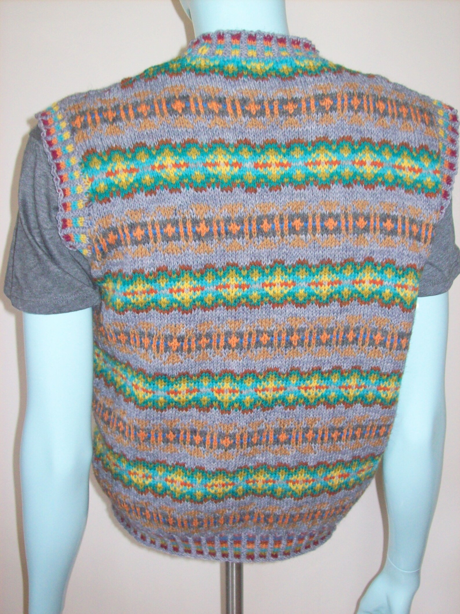 Custom knit Vintage style fairisle tank top hand knitted in Etsy