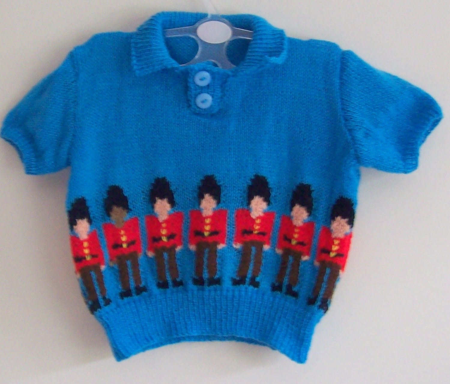 Boy's soldier jumper hand knit jumper blue with Etsy