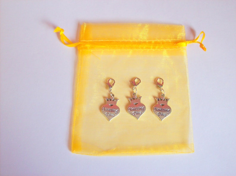 progress keepers knitting crochet stitch markers set of 3 knitting Diva metal on slip ring and lobster clasp