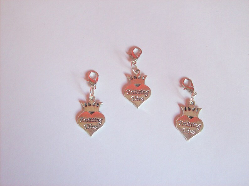 progress keepers knitting crochet stitch markers set of 3 knitting Diva metal on slip ring and lobster clasp