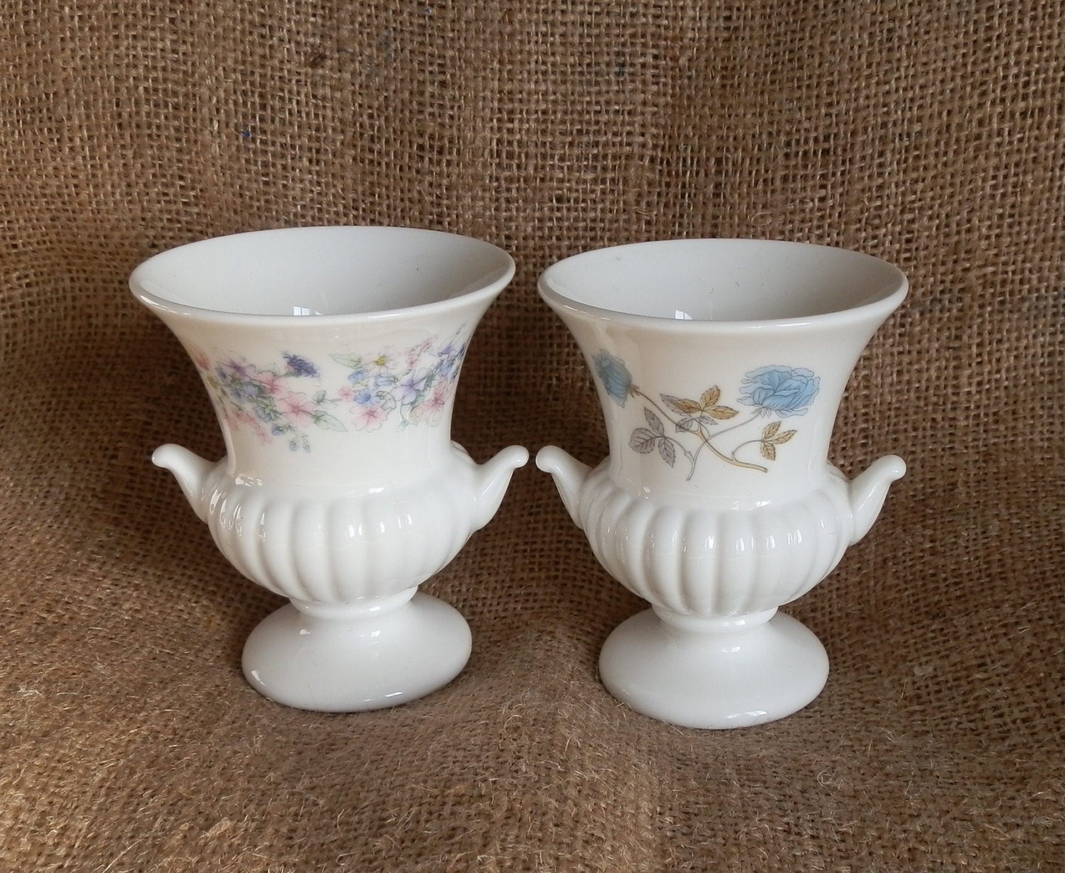 Two Vintage Wedgwood Urn Shaped Small Bone China Vases / Bud Etsy