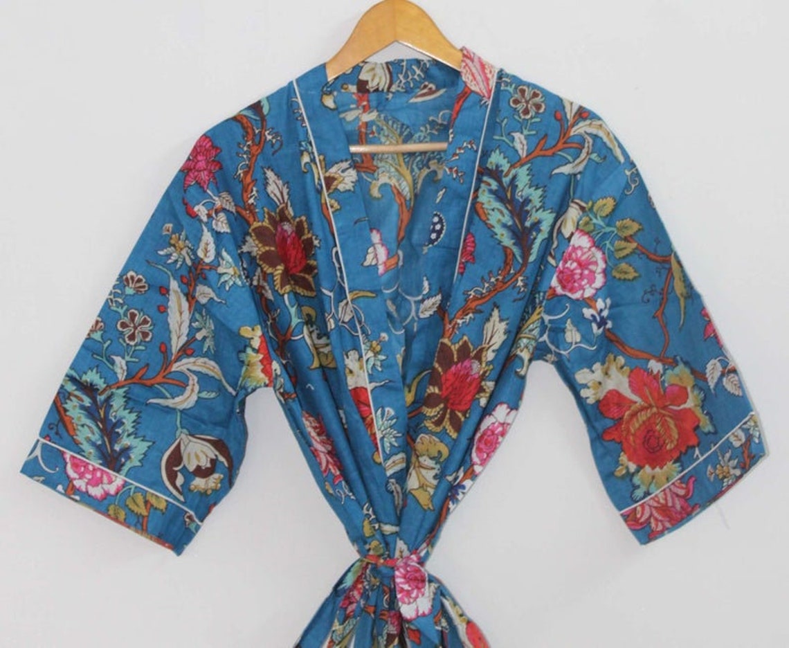 100 Pure Cotton Traditional Japanese Style Kimono Robe Etsy