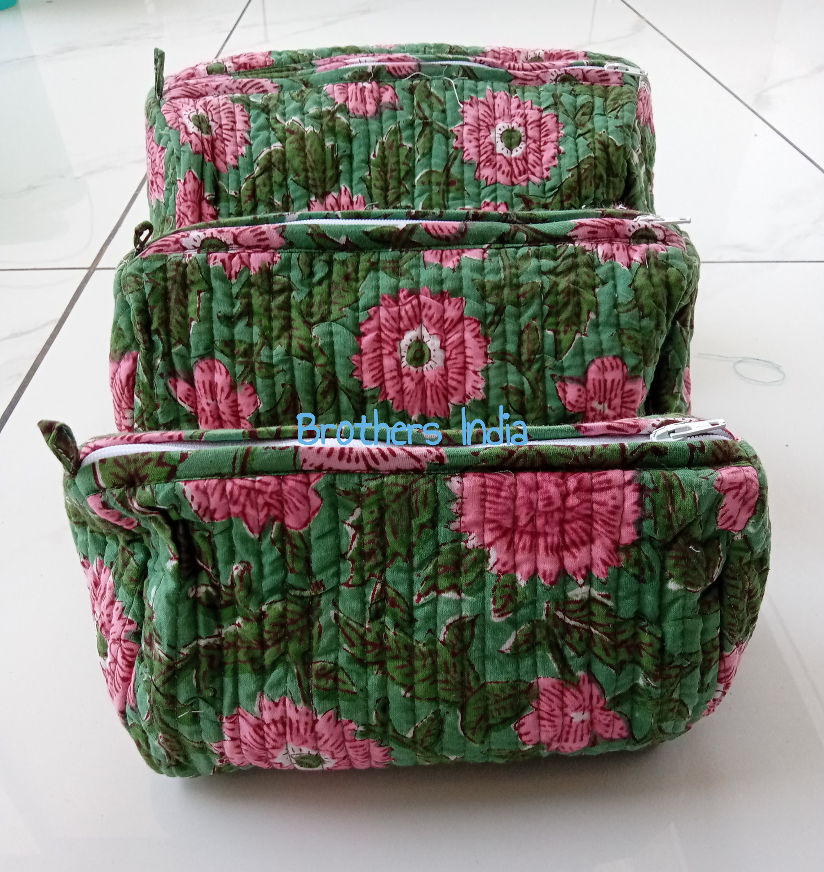 Handmade Premium Cotton Quilted Cosmetic Bags Set of 3 Etsy