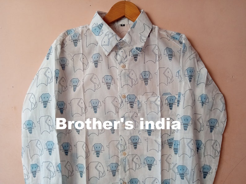 Cotton Printed Handblock Cotton Shirts Partywear Fine Cotton Shirts By Brothersindia
