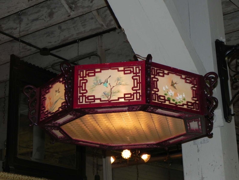Vintage Octagonal Chinese Ceiling Light From A Restaurant With Image 0