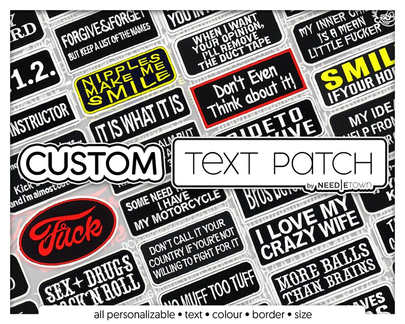 Custom Text Patch Fully Customizable Iron On Embroidered Etsy