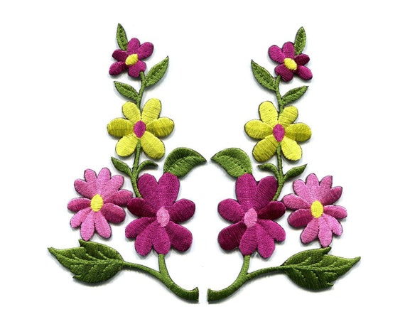 embroidered flower yellow pink