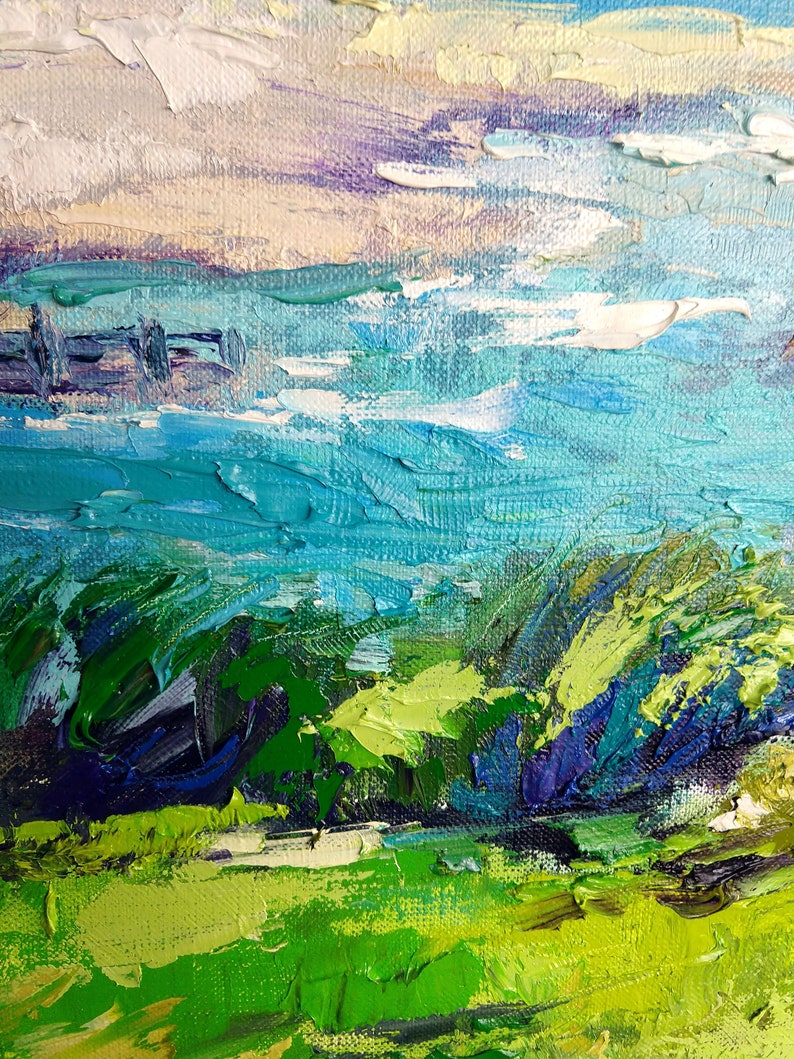 Seascape Oil Painting Seaside Wall Art Original Art Canvas Etsy