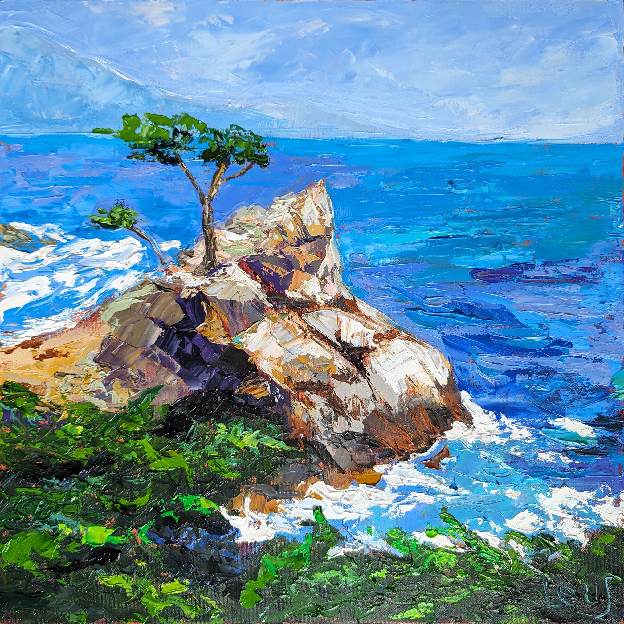 Lone Cypress Painting Ocean Oil Painting on Canvas Monterey Etsy