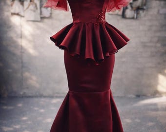 peplum mother of the bride dress Mother of the Bride Long Peplum Dress by Marsoni 1037