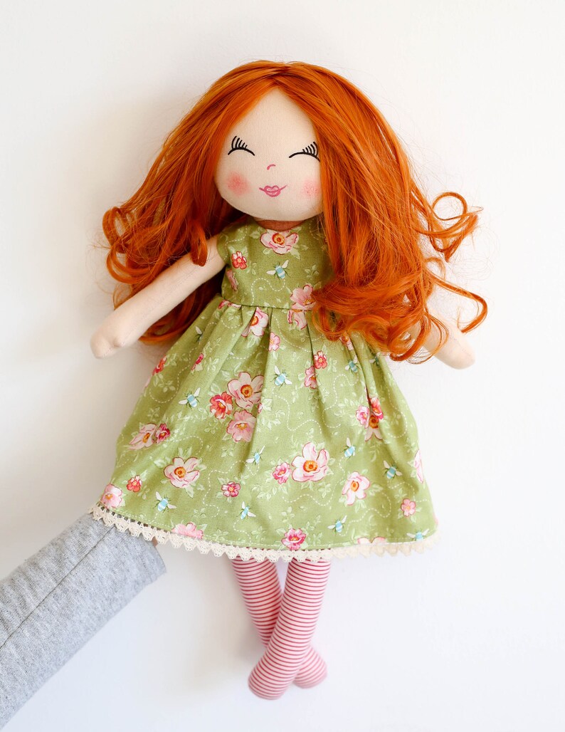 Cloth doll rag doll ginger hair doll fabric doll curly Etsy