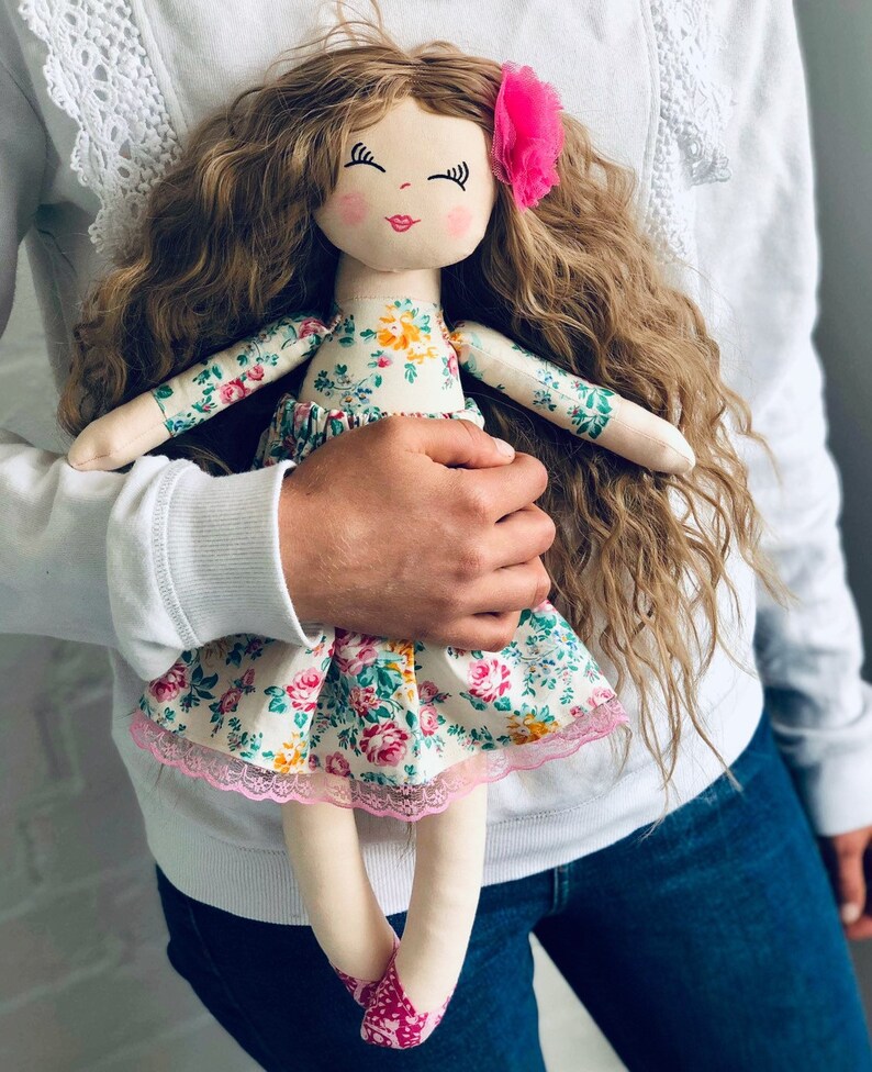 Doll handmade doll curly hair brushable hair rag doll Etsy