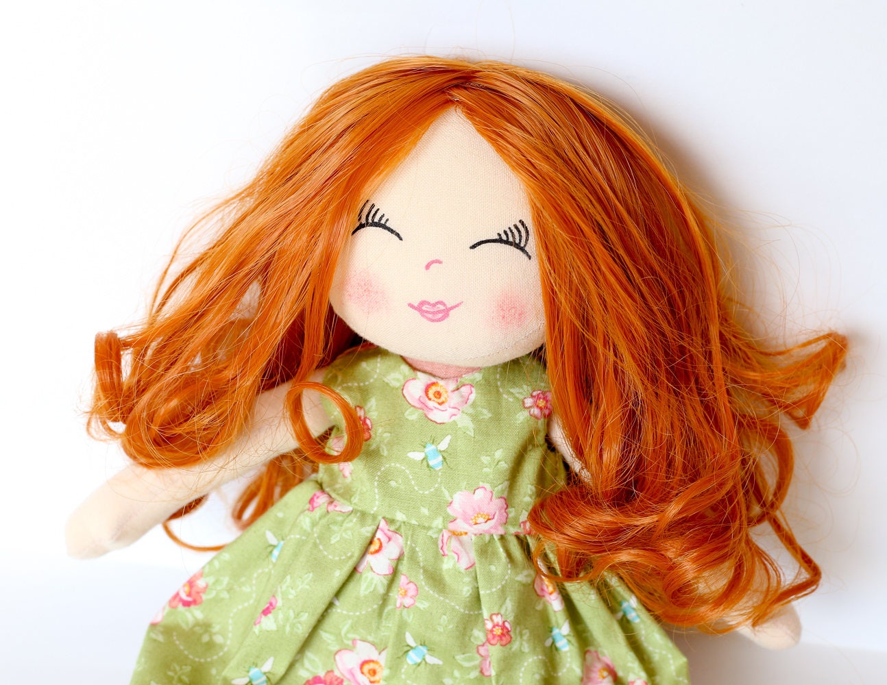 Cloth doll rag doll ginger hair doll fabric doll curly Etsy