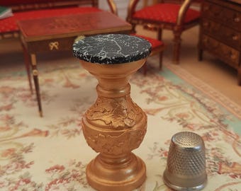 Miniature column - French Louis XVI style - Gilded wood - Dollhouse at 1/12 scale - miniature furniture - Pedestal - Stand.