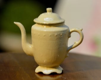 French Coffee maker-pitcher, 18th century earthenware reproduction, 1/12 miniature, dollhouse, French style, collector's item, ex. unique