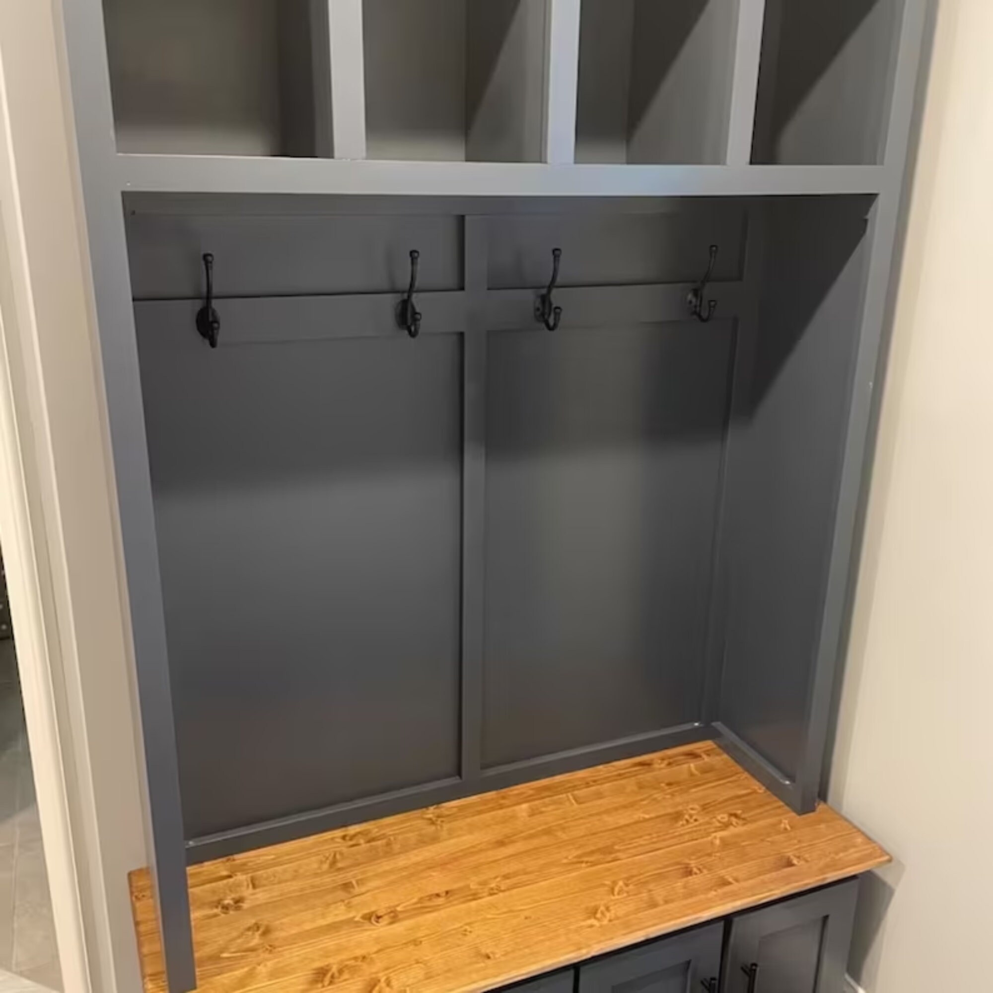 Farmhouse Hall Tree, Mudroom Locker, Custom Size and Color Available