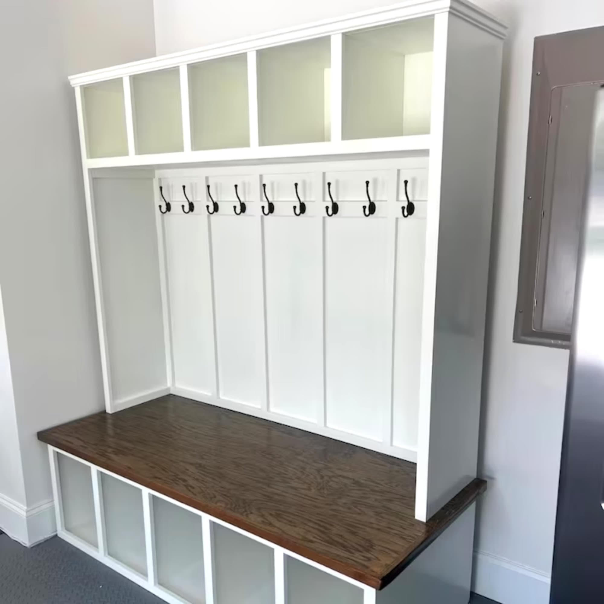 Farmhouse Hall Tree, Mudroom Locker, Custom Size and Color Available