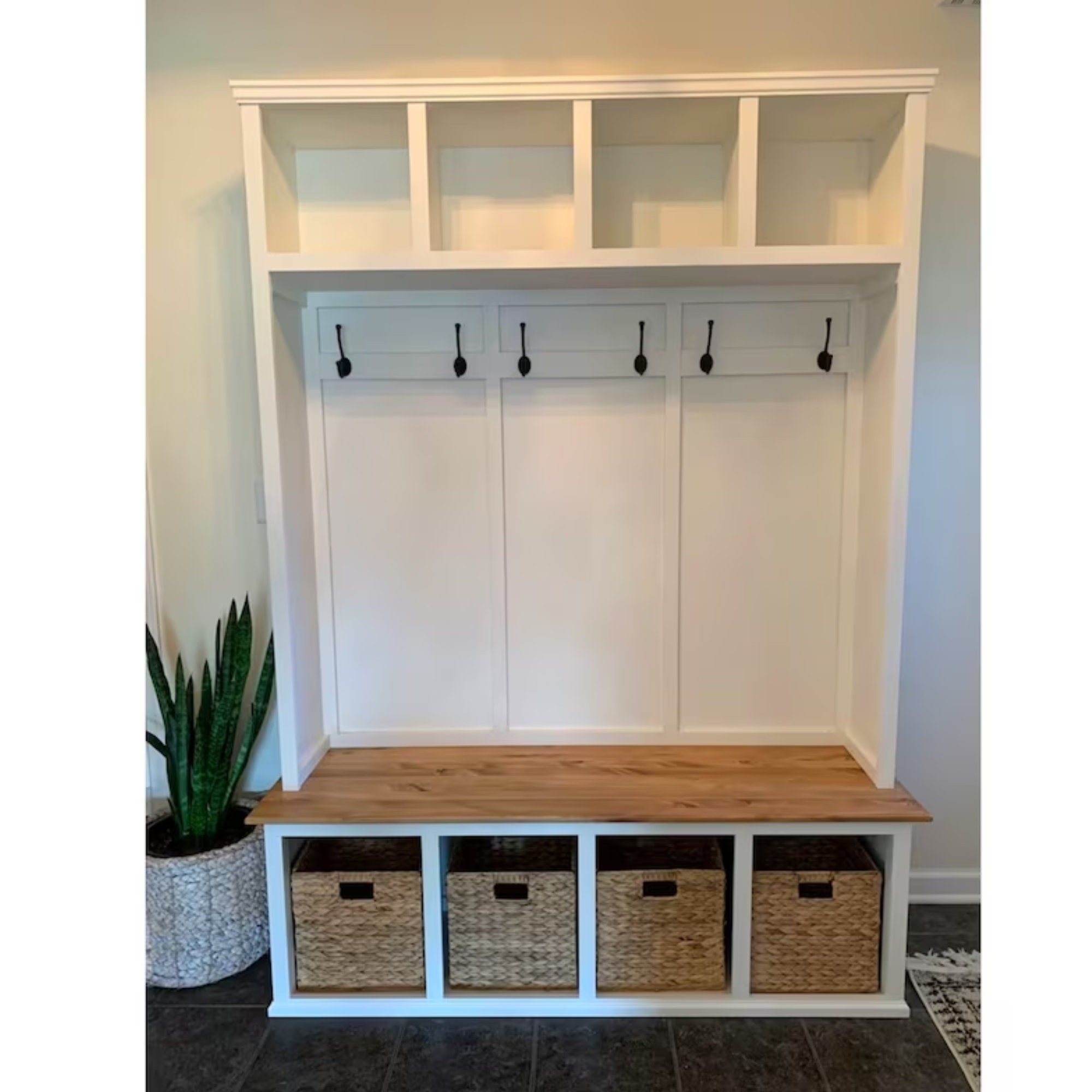 Farmhouse Hall Tree, Mudroom Locker, Custom Size and Color Available