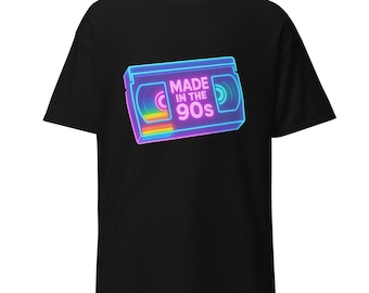 90s Neon VHS T-Shirt, Retro Nostalgia Rainbow Tee