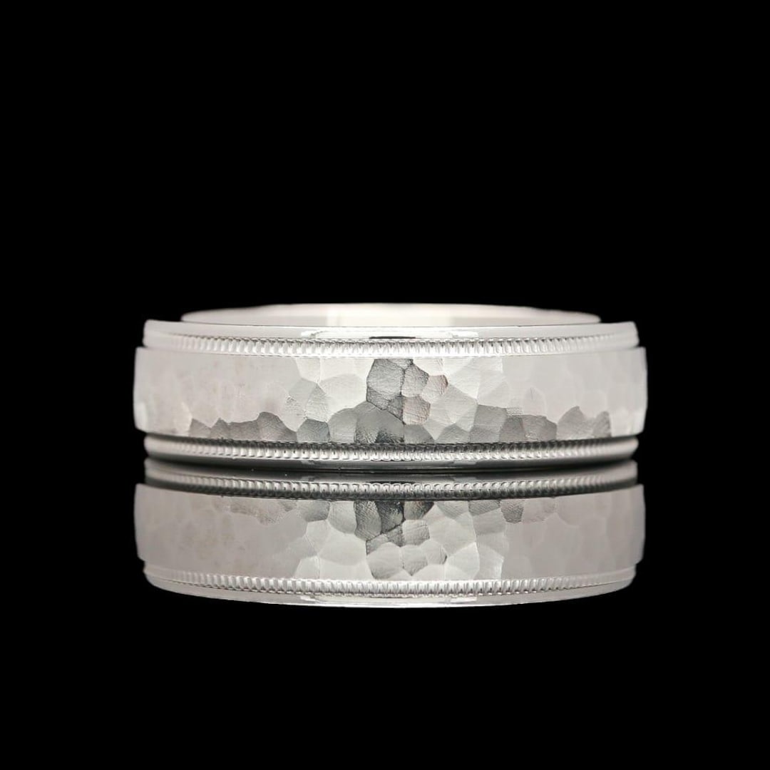 Camelot Project Ralph Ring Camelot 14k White Gold Satin Rock Finish Band Ring - Etsy