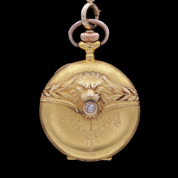 Antique 18k Yellow Gold & Diamond Pocket Watch