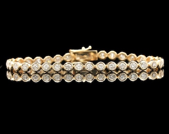 14k Yellow Gold 3.95 ctw Bezel Set Diamond Tennis Bracelet