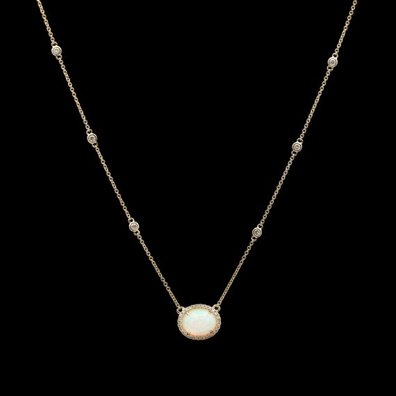 Opal & Diamond Halo Pendant - image 2