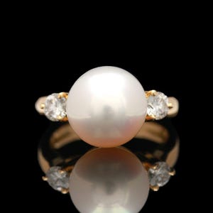 Mastoloni 14k Yellow Gold 10.90 mm South Sea Pearl &amp; Diamond Ring