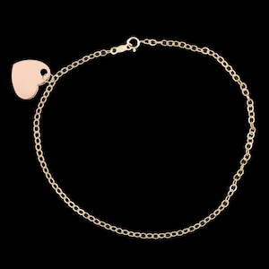 14k Yellow Gold Heart Charm Ankle Bracelet